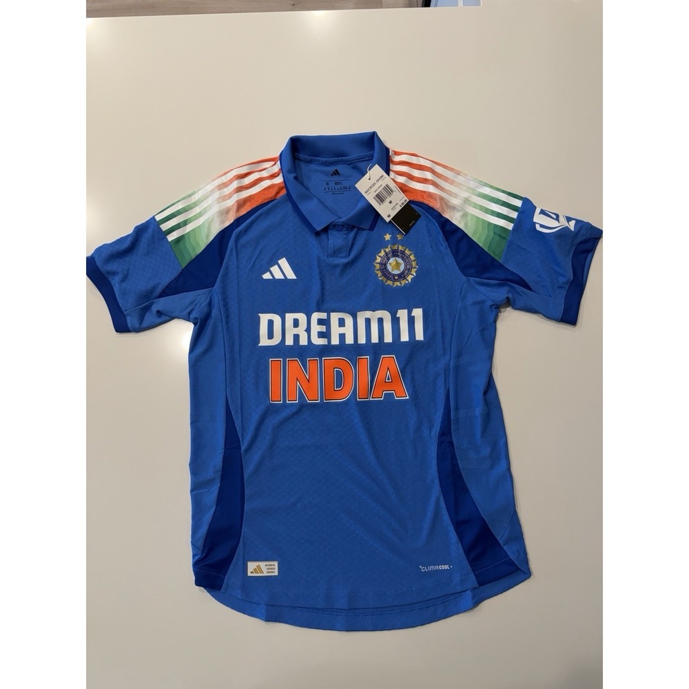 adidas India Cricket ODI Jersey True Blue‎ KC3746 Mens Medium NWT